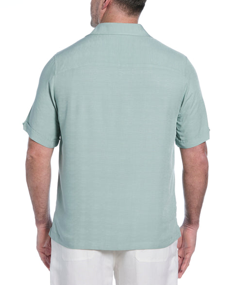 Big & Tall Solid Textured Cuban Collar Shirt (Blue Surf) 