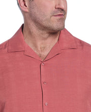 Big & Tall Solid Textured Cuban Collar Shirt (Dusty Cedar) 