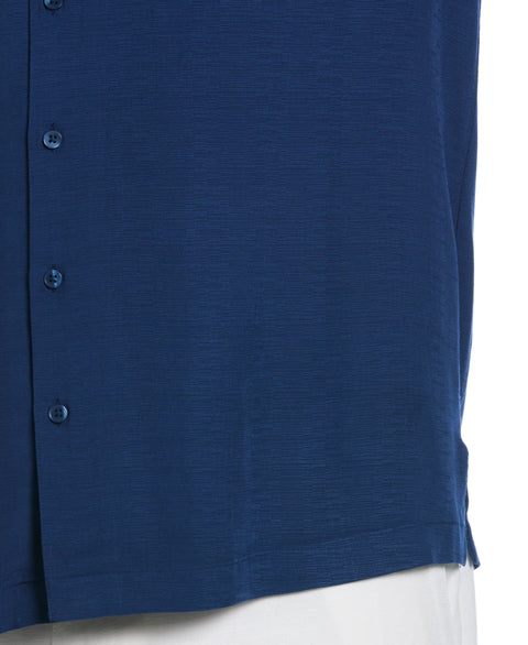 Big & Tall Solid Textured Cuban Collar Shirt (Estate Blue) 