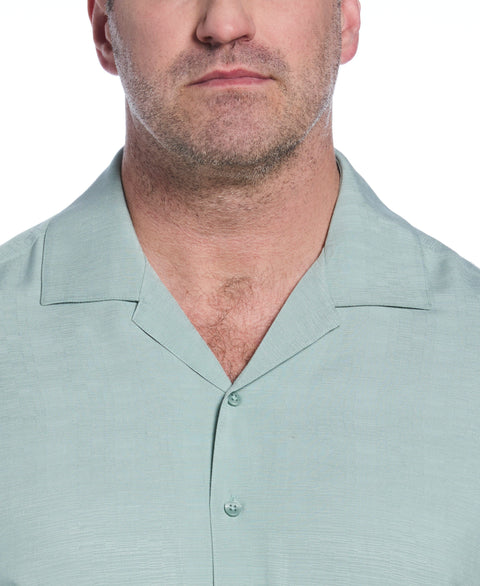 Big & Tall Solid Textured Cuban Collar Shirt (Blue Surf) 