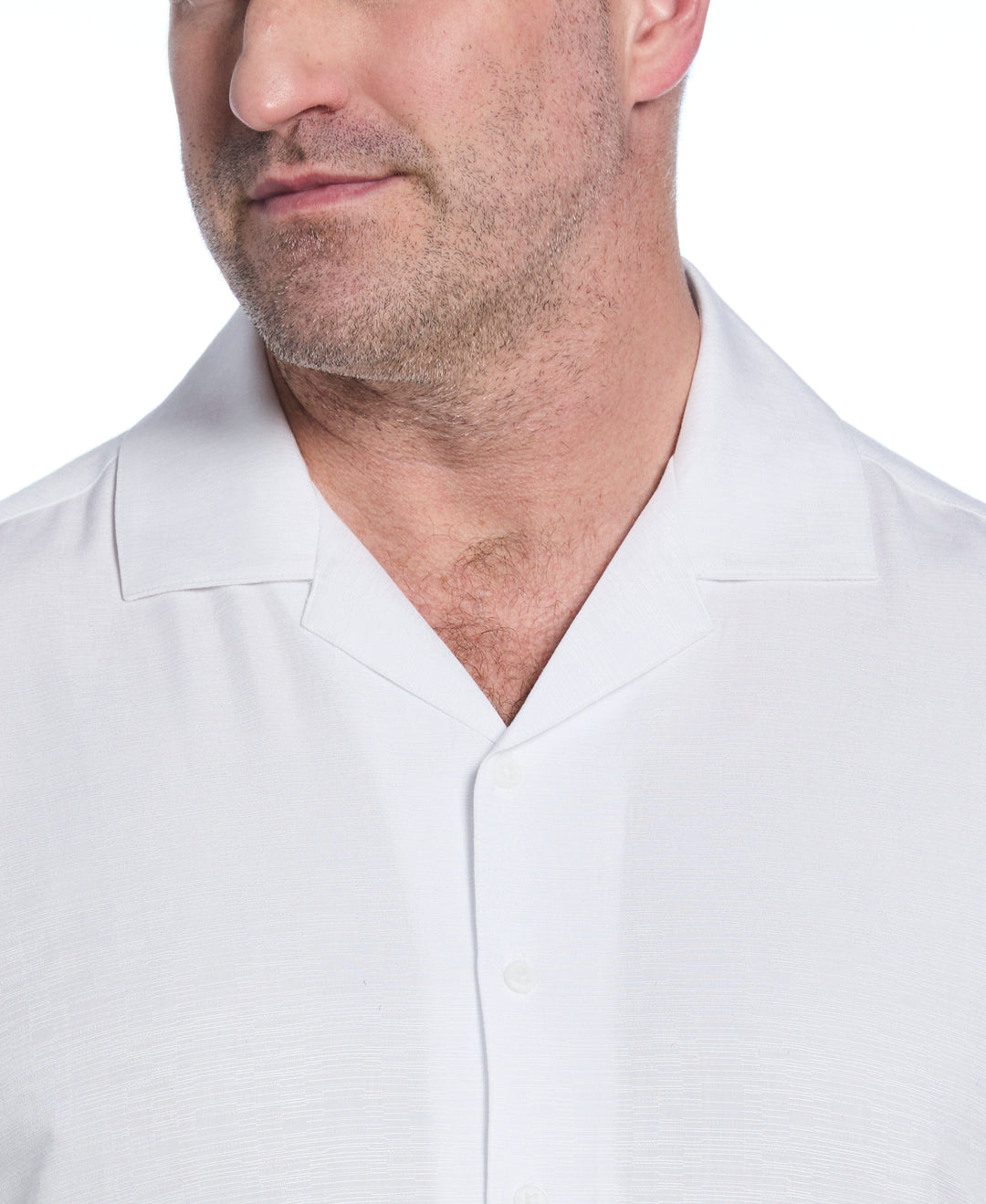 Big & Tall Solid Textured Cuban Collar Shirt (Brilliant White) 