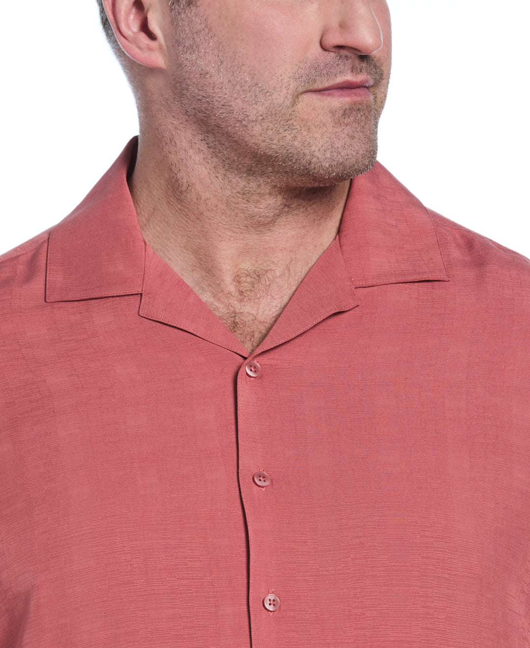 Big & Tall Solid Textured Cuban Collar Shirt (Dusty Cedar) 