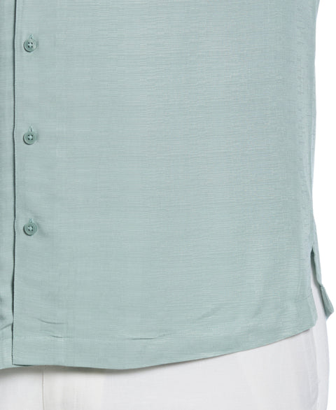 Big & Tall Solid Textured Cuban Collar Shirt (Blue Surf) 
