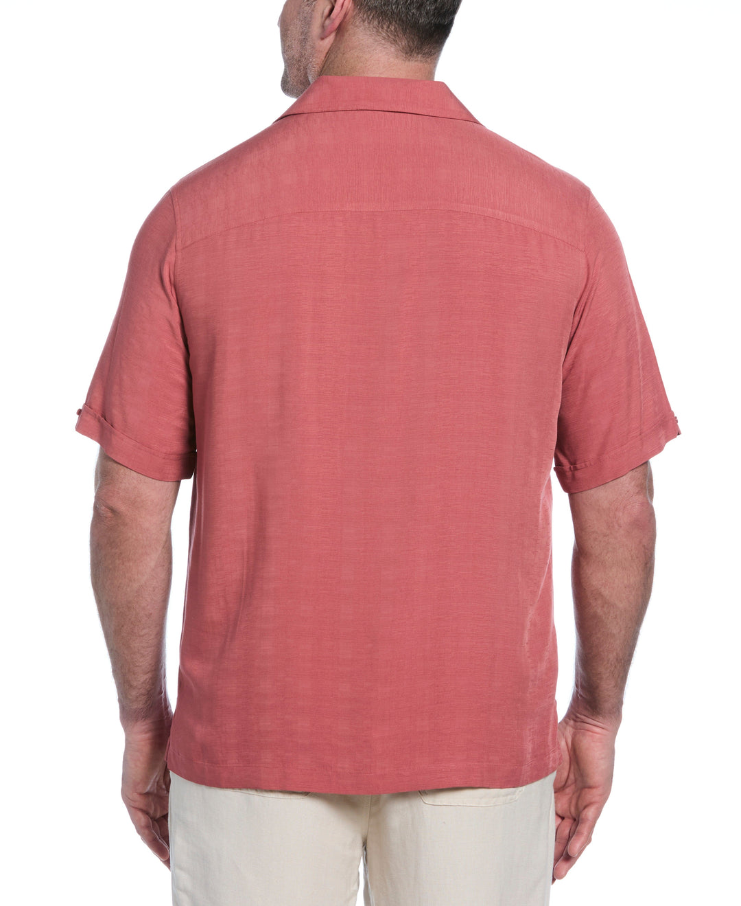 Big & Tall Solid Textured Cuban Collar Shirt (Dusty Cedar) 