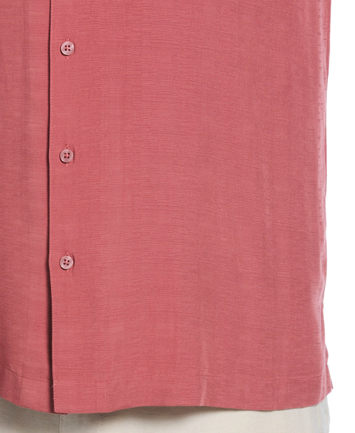 Big & Tall Solid Textured Cuban Collar Shirt (Dusty Cedar) 