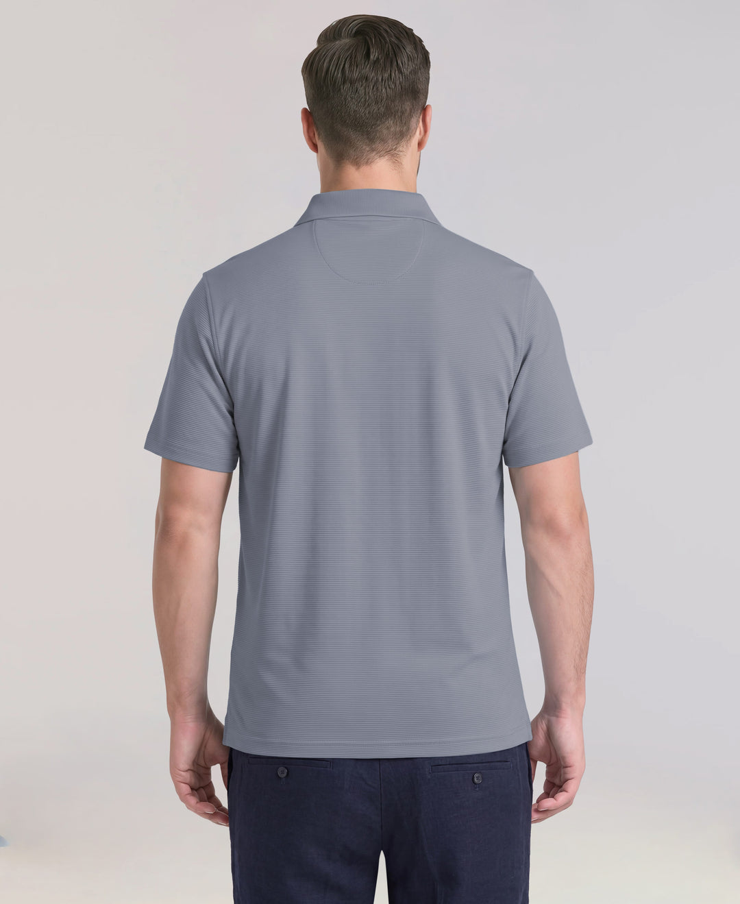 Big & Tall Solid Textured Polo (Dusty Blue) 