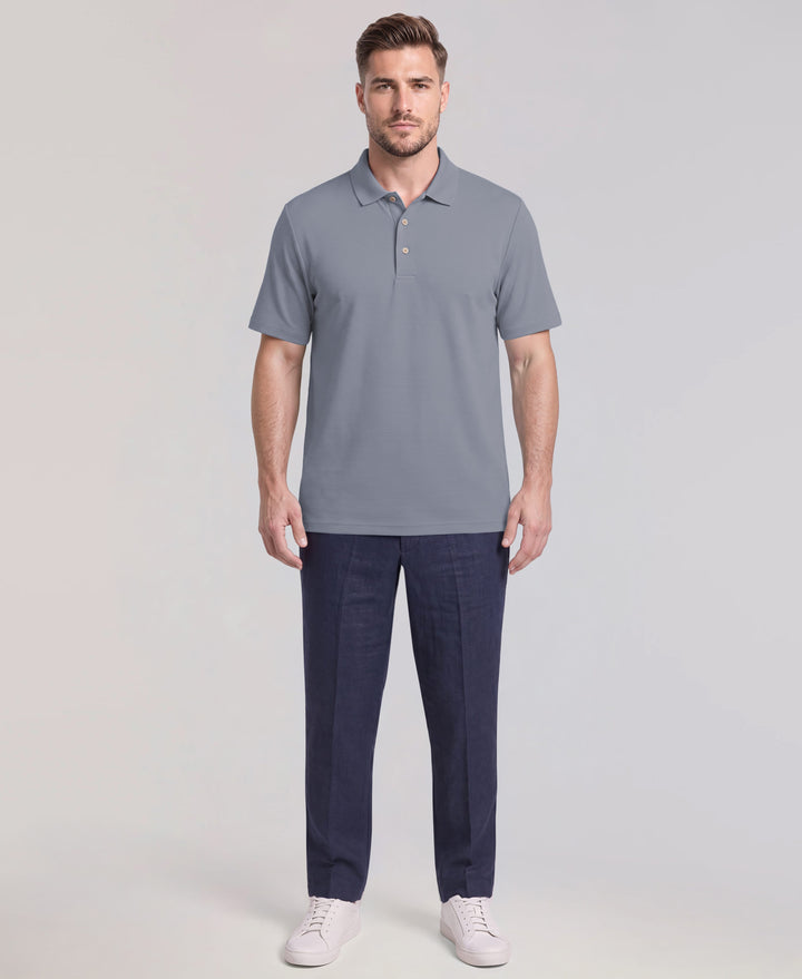 Big & Tall Solid Textured Polo (Dusty Blue) 