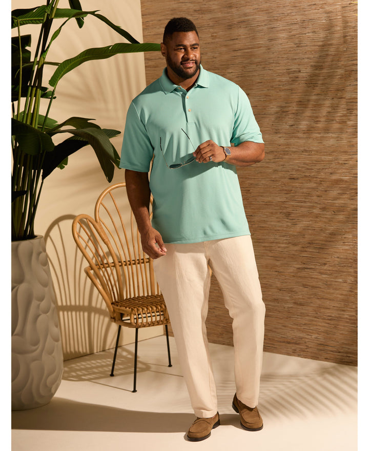 Big & Tall Solid Textured Polo-Polos-Cubavera