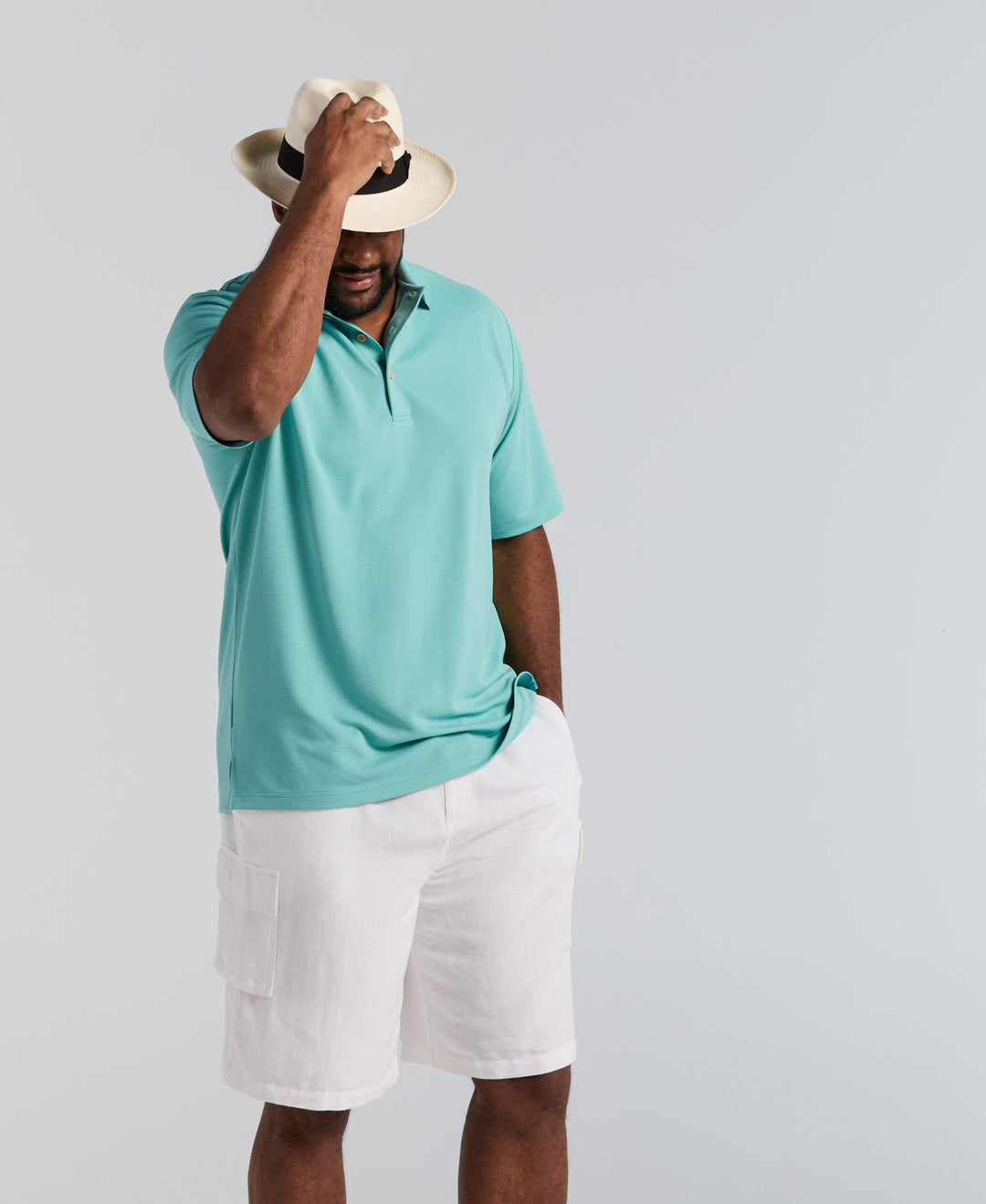 Big & Tall Ottoman Polo Shirt (Nile Blue) 