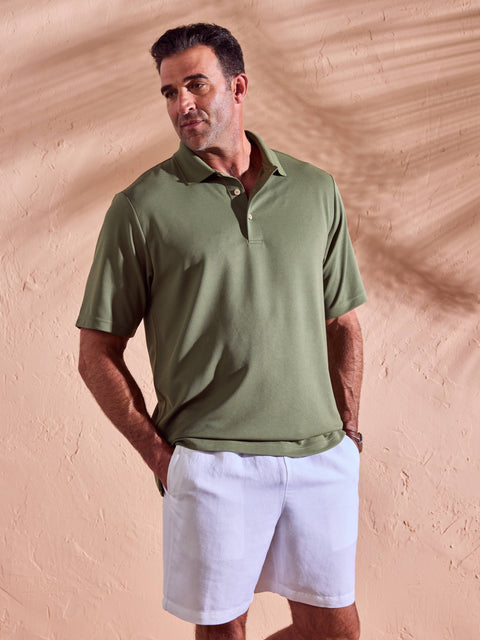 Big & Tall Solid Textured Polo-Polos-Cubavera