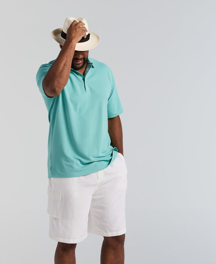 Big & Tall Ottoman Polo Shirt (Nile Blue) 