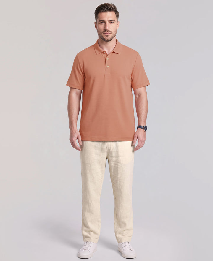Big & Tall Solid Textured Polo (Rose Dawn) 