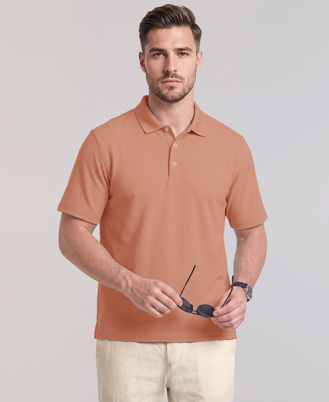 Big & Tall Solid Textured Polo (Rose Dawn) 