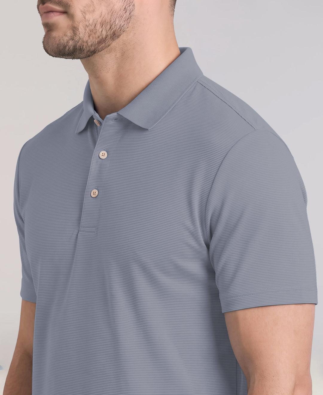 Big & Tall Solid Textured Polo (Dusty Blue) 