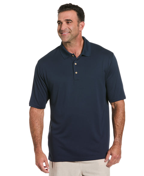 Big & Tall Solid Textured Polo-Polos-Dress Blues-2X-Cubavera