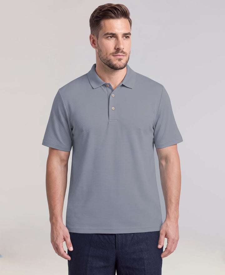 Big & Tall Solid Textured Polo (Dusty Blue) 