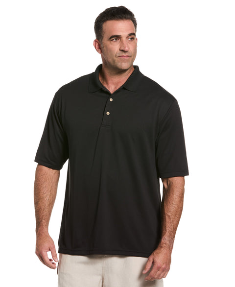 Big & Tall Solid Textured Polo-Polos-Jet Black-2X-Cubavera