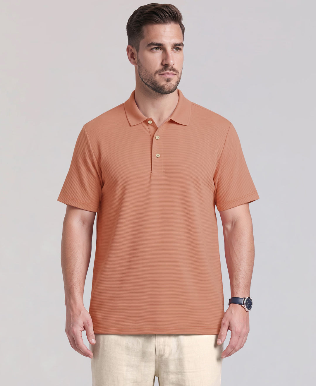 Big & Tall Solid Textured Polo (Rose Dawn) 