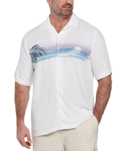 Sunset Chest Print Cuban Collar Shirt (Brilliant White) 