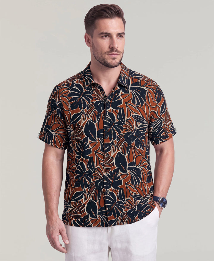 Big & Tall Tropical Print Shirt (Arabian Spice) 