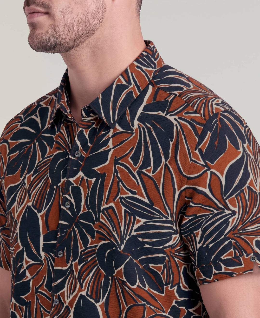 Big & Tall Tropical Print Shirt (Arabian Spice) 