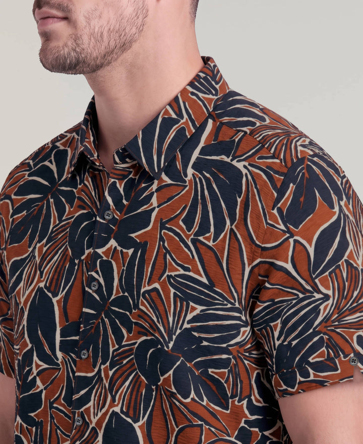 Big & Tall Tropical Print Shirt (Arabian Spice) 