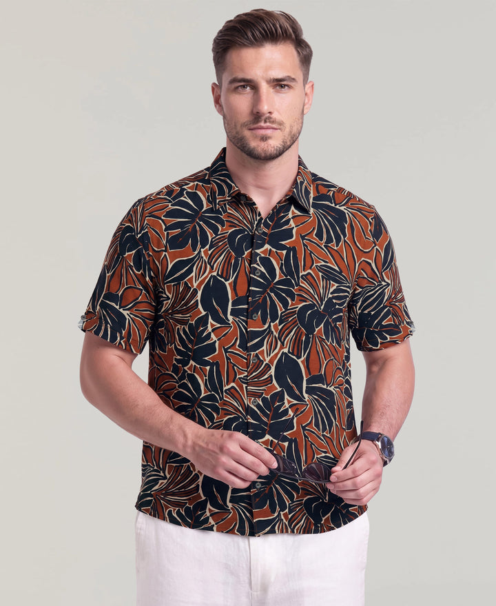 Big & Tall Tropical Print Shirt (Arabian Spice) 
