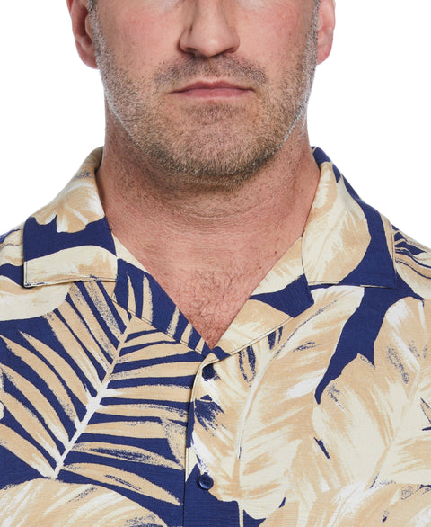 Big & Tall Textured Large Scale Palm Print Shirt (Blueprint) 