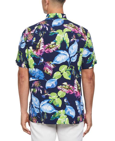 Big & Tall Textured Leaf Print Shirt-Casual Shirts-Cubavera