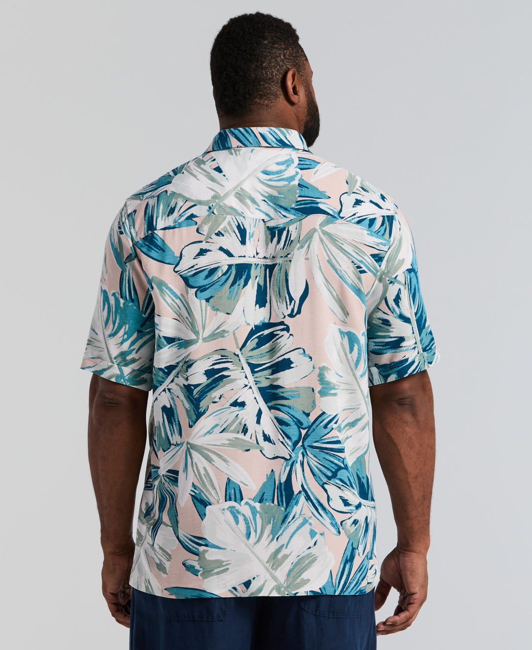 Big & Tall Textured Oversized Leaf Print Shirt (Rose Smoke) 