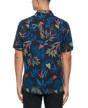 Big & Tall Textured Tropical Print Cuban Collar Shirt-Casual Shirts-Cubavera