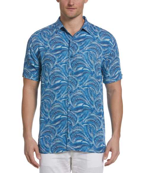 Big Tall Textured Wave Print Shirt Cubavera