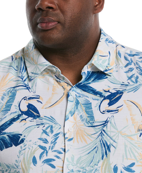 Big &Tall Toucan Print Shirt (Brilliant White) 