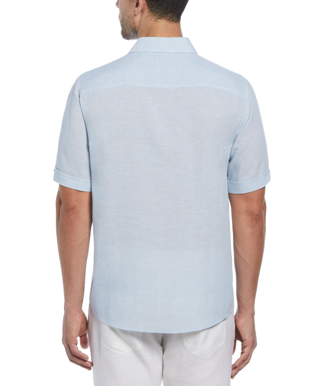 Big & Tall TravelSelect™ Linen-Blend One Pocket Shirt (Cerulean) 