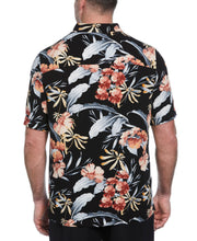Big & Tall Tropical Floral Print Shirt (Jet Black) 