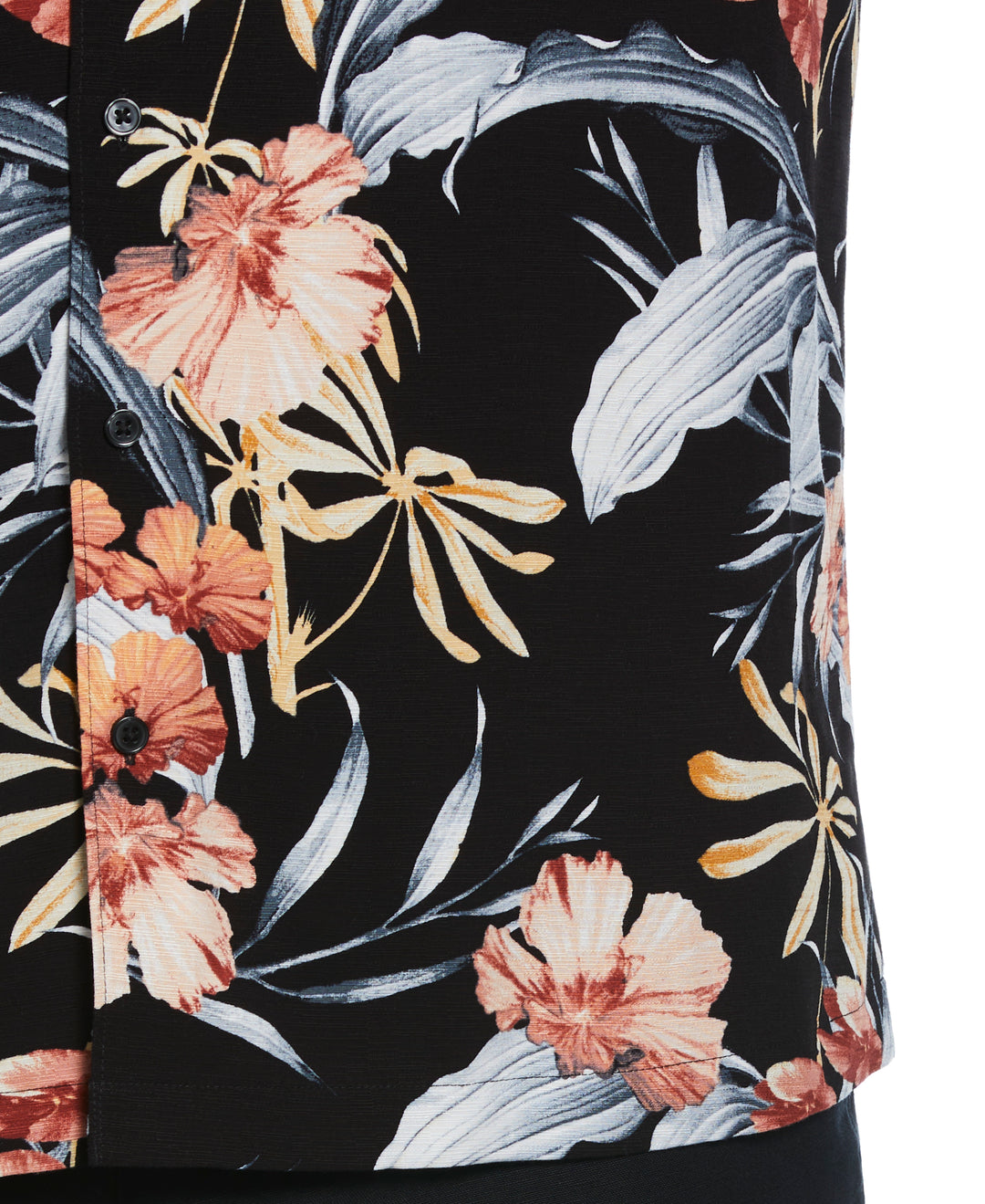 Big & Tall Tropical Floral Print Shirt (Jet Black) 