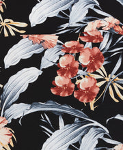 Big & Tall Tropical Floral Print Shirt (Jet Black) 