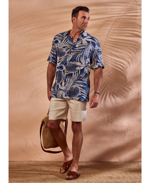 Big & Tall Tropical Print Shirt-Casual Shirts-Cubavera