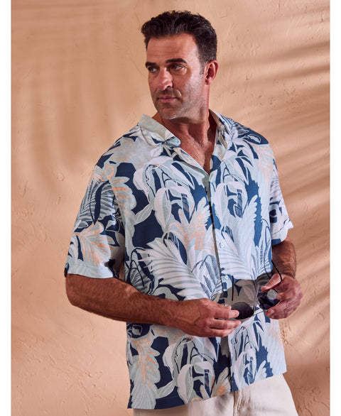 Big & Tall Tropical Print Shirt-Casual Shirts-Cubavera