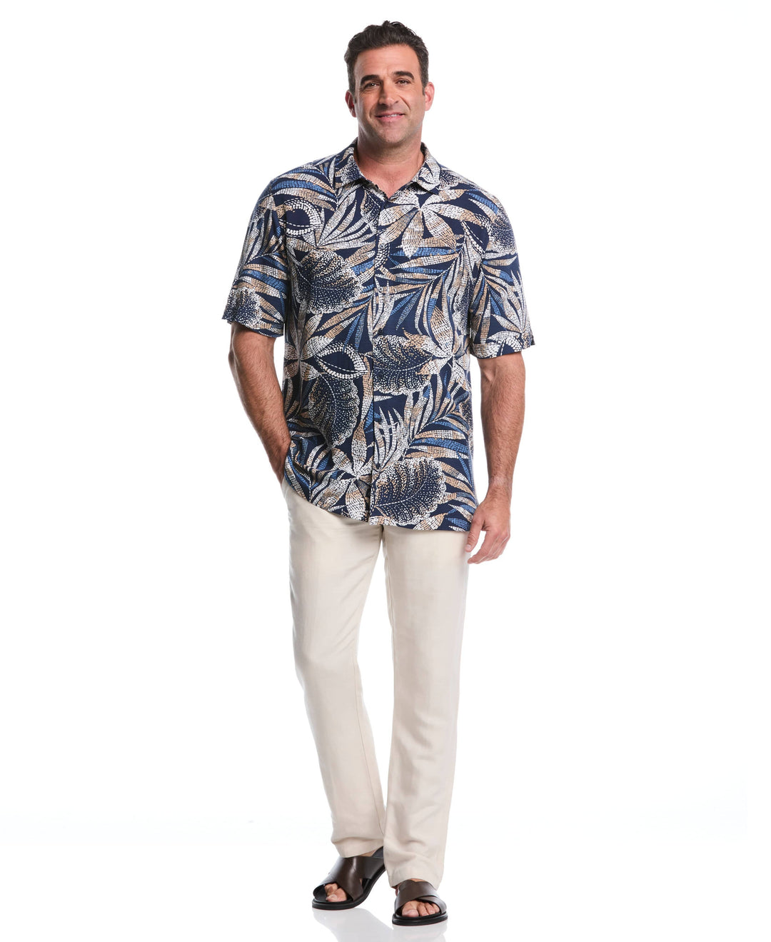 Big & Tall Tropical Print Shirt (Dress Blues) 