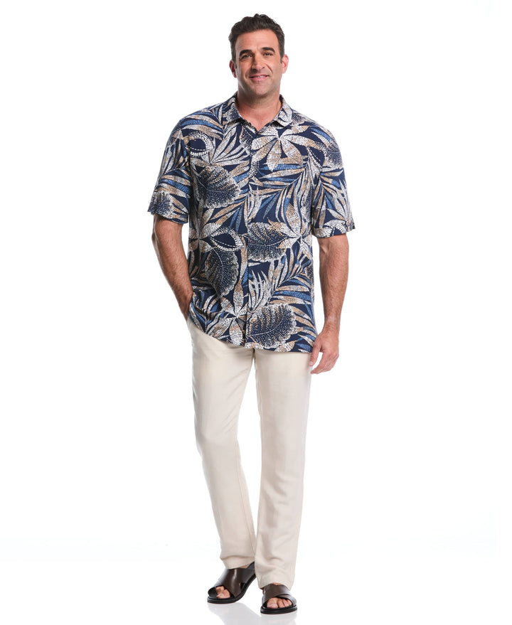 Big & Tall Tropical Print Shirt (Dress Blues) 