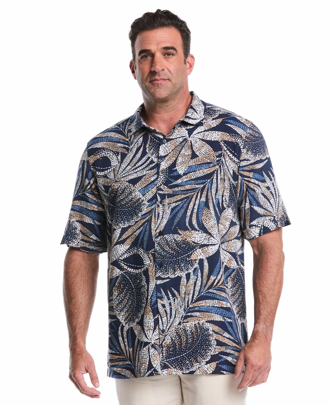 Big & Tall Tropical Print Shirt (Dress Blues) 