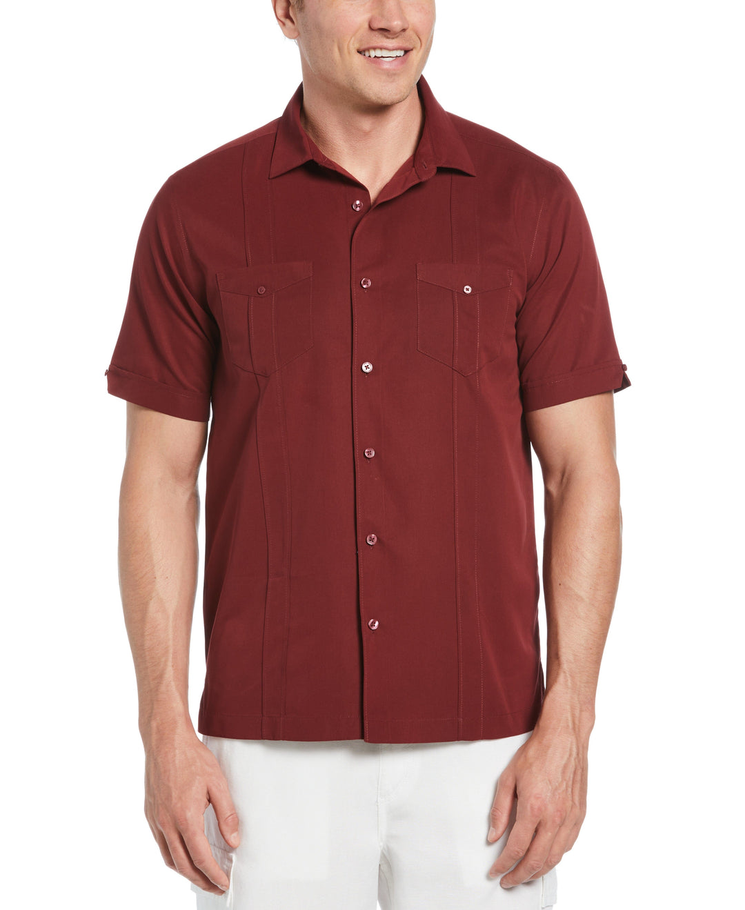 Big & Tall Two-Pocket Double Pintuck Shirt (Cabernet) 