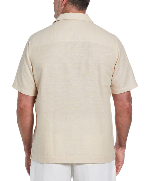Big & Tall Two Pocket Embroidered Guayabera Shirt (Cuban Sand) 