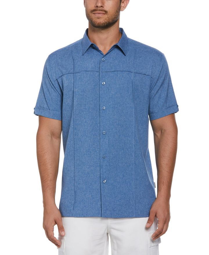 Big & Tall Two-Tone Cross Tuck Chambray Shirt (Blueberry Pancake) 