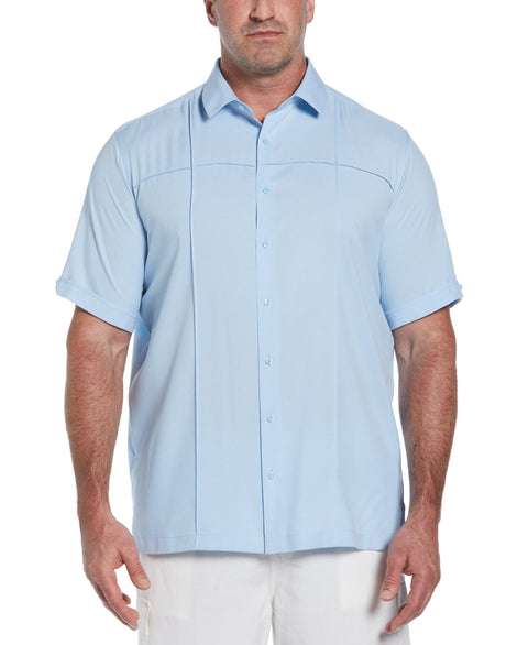 Two-Tone Cross Tuck Chambray Shirt (Cerulean) 