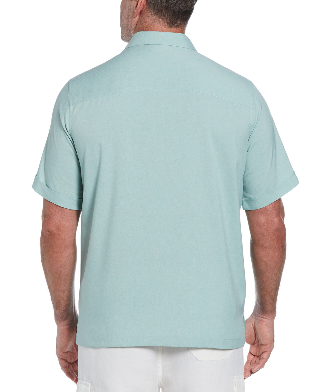 Big & Tall Two-Tone Cross Tuck Chambray Shirt (Blue Surf) 