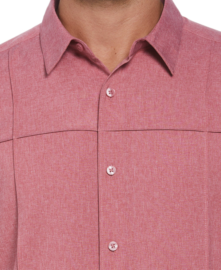 Big & Tall Two-Tone Cross Tuck Chambray Shirt (Holly Berry) 