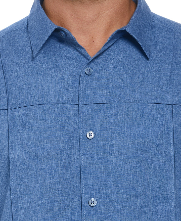 Big & Tall Two-Tone Cross Tuck Chambray Shirt (Blueberry Pancake) 