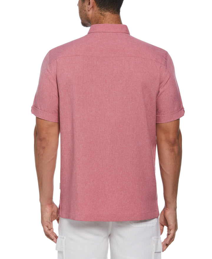Big & Tall Two-Tone Cross Tuck Chambray Shirt (Holly Berry) 